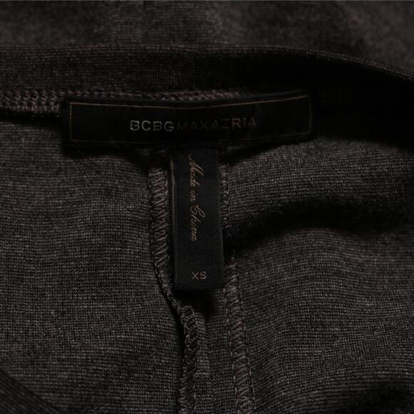 BCBGMaxazria Ponte Knit Mini Dress Faux Leather Trim Gray Long Sleeve Size XS - Picture 5 of 9